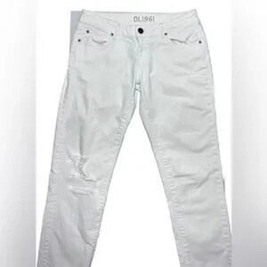 DL1961 Women White Distressed Skinny Jeans Size 26
